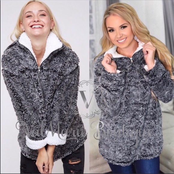 Charcoal fuzzy fleece pullover - Picture 5 of 5